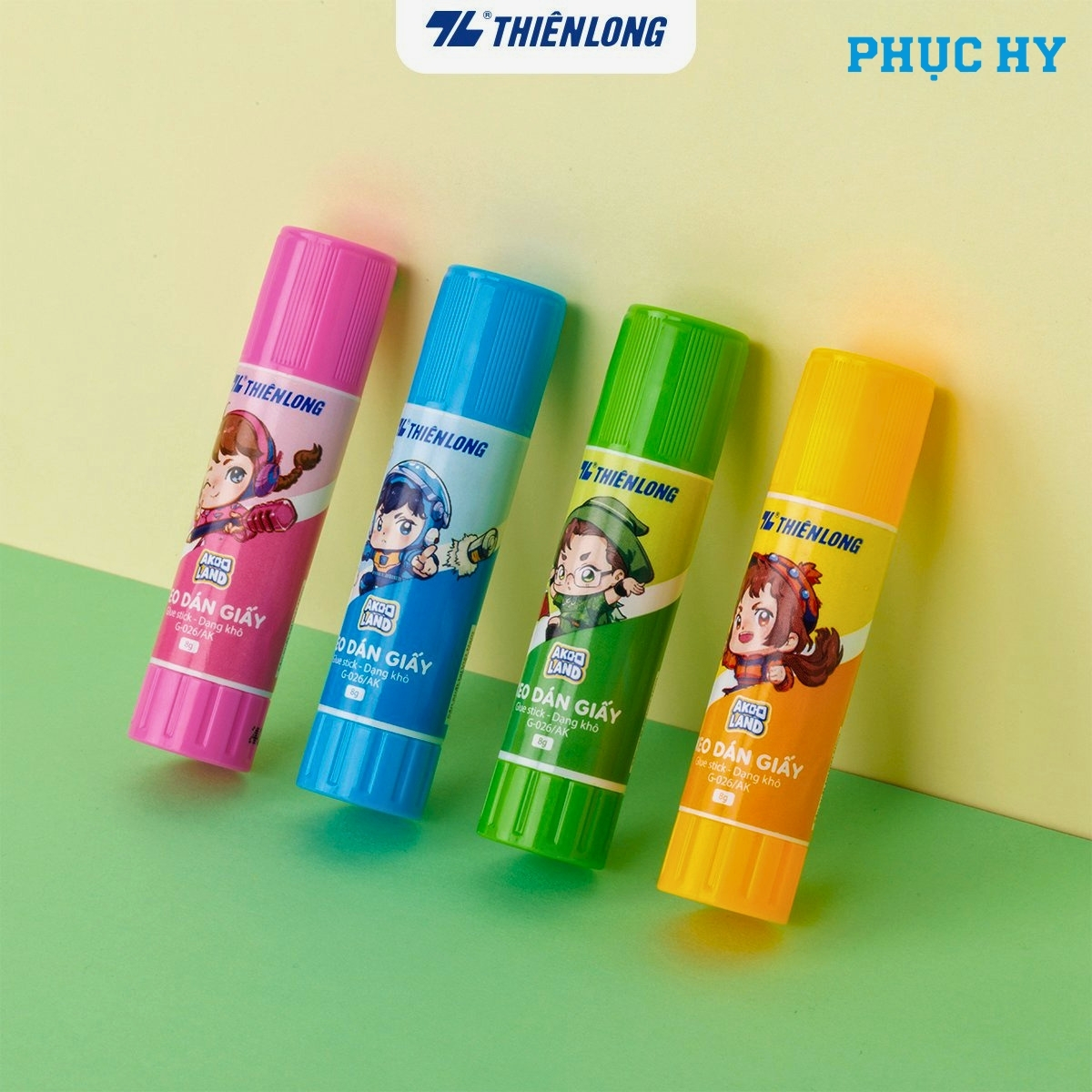 Bốn màu Keo dán giấy Akooland Thiên Long G-024 mẫu thân giao ngẫu nhiên