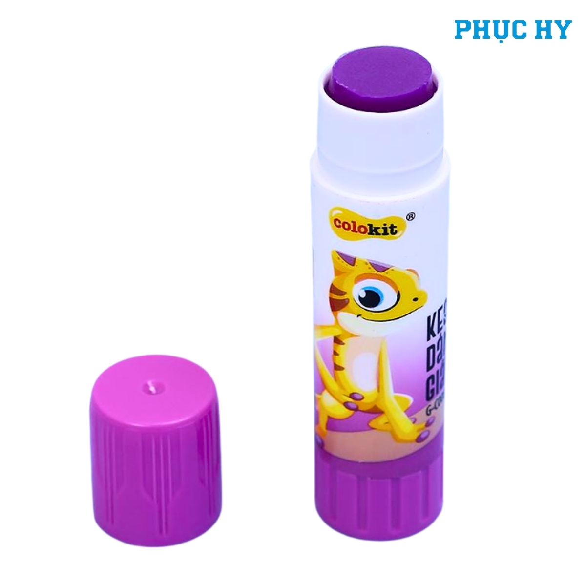 Lõi keo màu tím của keo khô Colokit G-C008 8g khi mở nắp