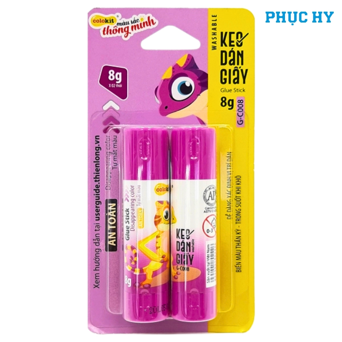 Vỉ 2 thỏi keo khô Colokit G-C008 8g bao bì Thiên Long