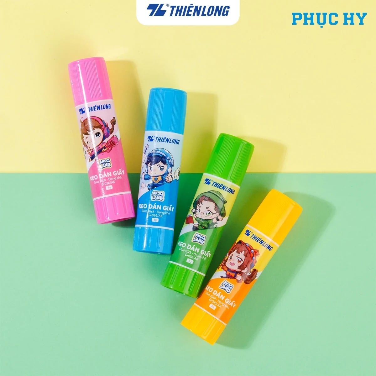 Bộ bốn thỏi keo khô Thiên Long G-026/AK 8 g nhiều màu