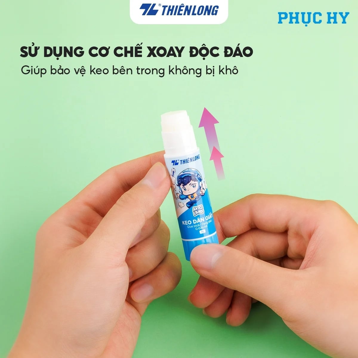 Cơ chế xoay đẩy lõi keo khô Thiên Long G-026/AK 8 g