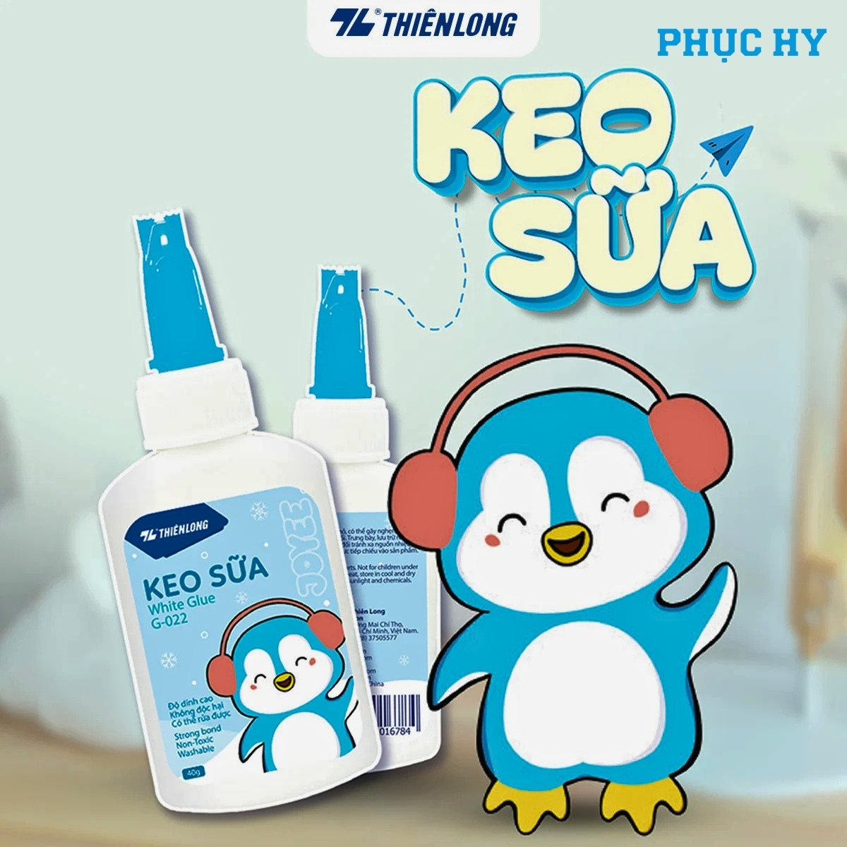 Keo sữa Thiên Long G-022 40 ml với thiết kế đầu quét tiện dụng