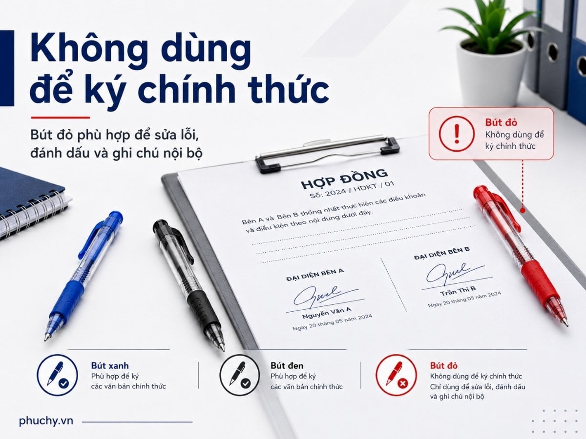 Không nên ký giấy tờ bằng bút mực đỏ