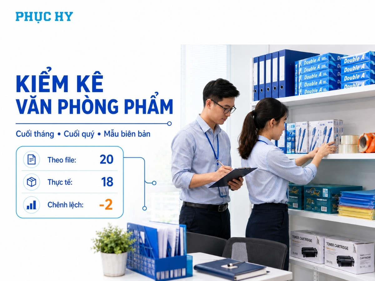 Kiểm kê văn phòng phẩm cuối tháng, cuối quý và mẫu biên bản cho doanh nghiệp