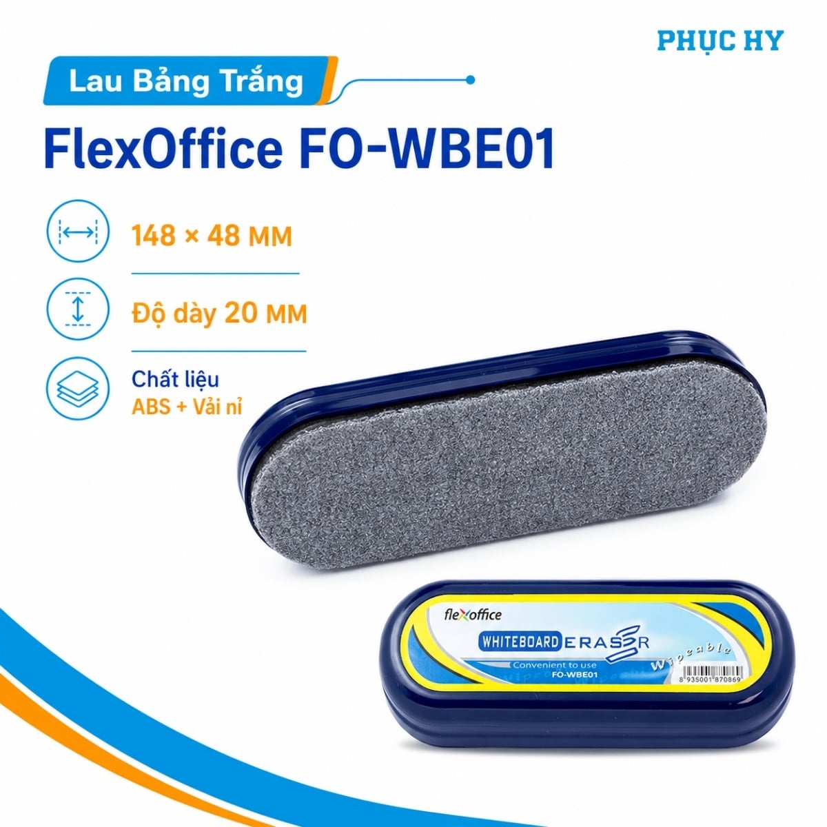 Hai mặt lau bảng trắng FlexOffice FO-WBE01 màu xanh