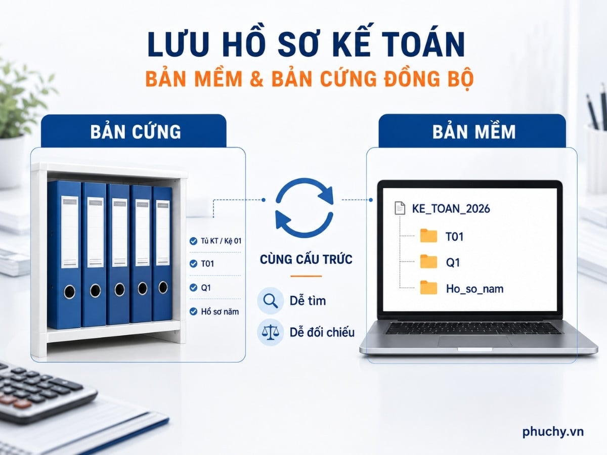 Cách lưu hồ sơ kế toán bản mềm đồng bộ với bản cứng