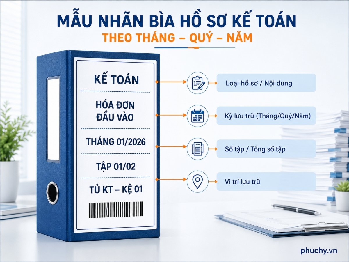 Mẫu nhãn bìa hồ sơ kế toán theo tháng quý năm dễ tìm