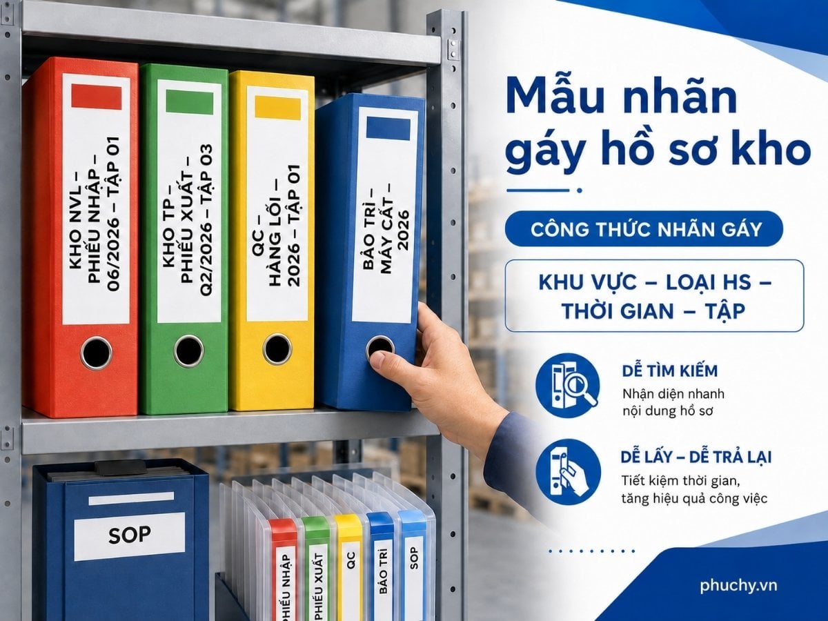 Mẫu nhãn gáy bìa hồ sơ kho xưởng dễ tra cứu