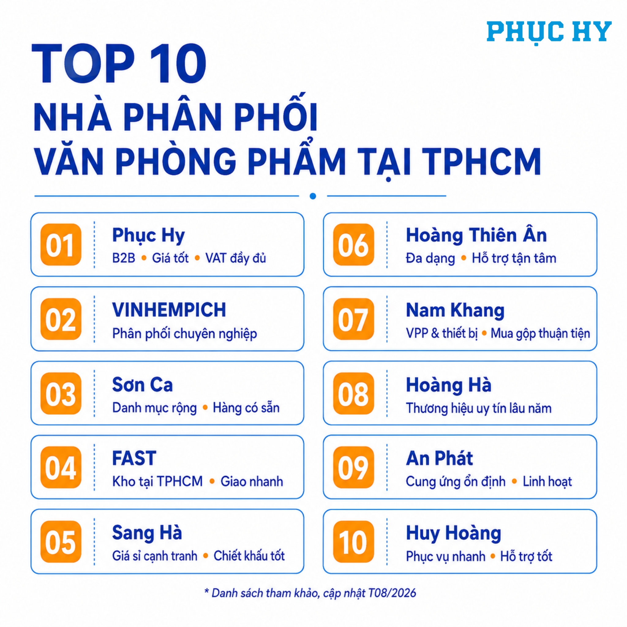 danh sách top 10 nhà phân phối văn phòng phẩm tại TPHCM