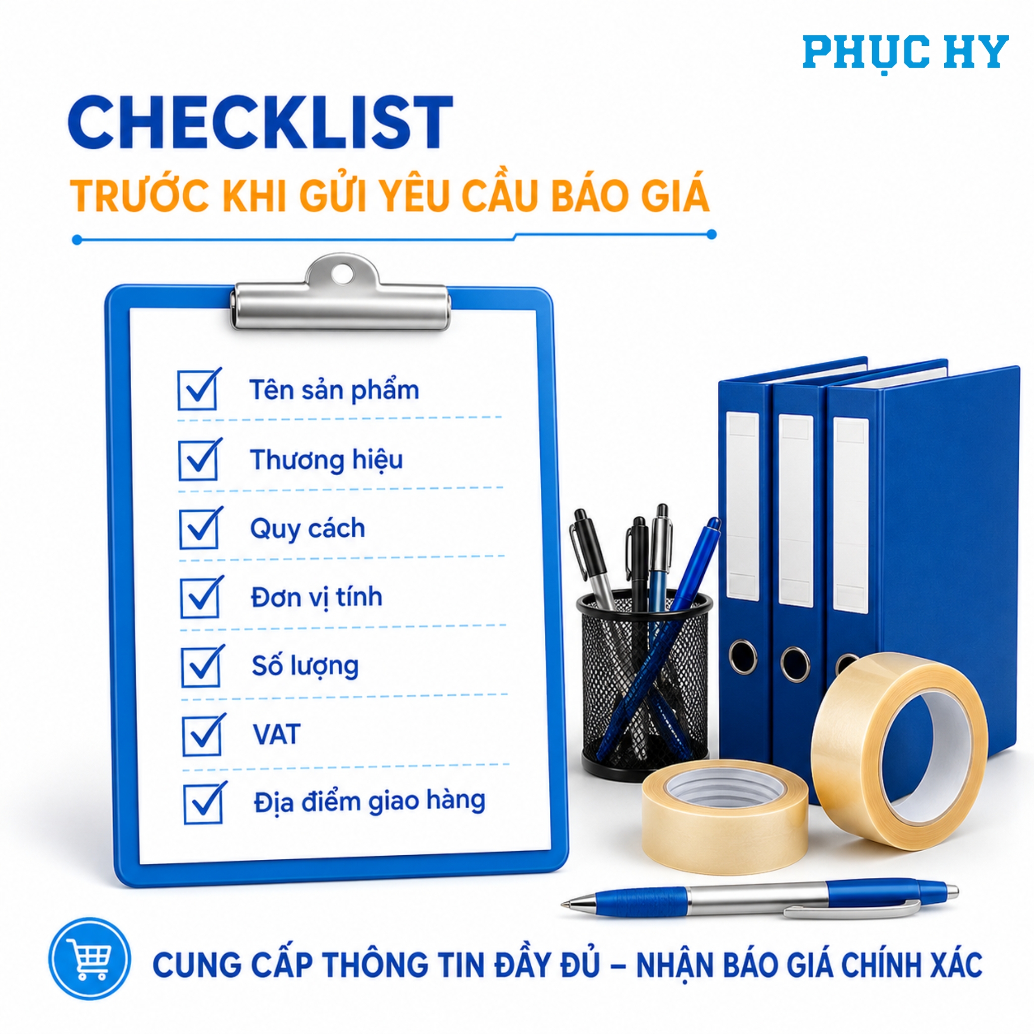 checklist trước khi gửi yêu cầu báo giá văn phòng phẩm