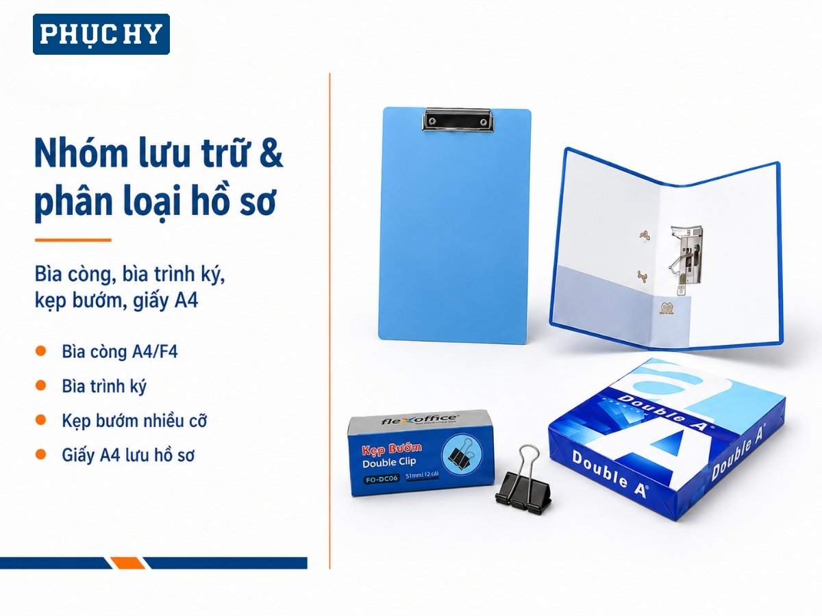 Nhóm bìa lưu trữ và phân loại hồ sơ cho phòng mua hàng