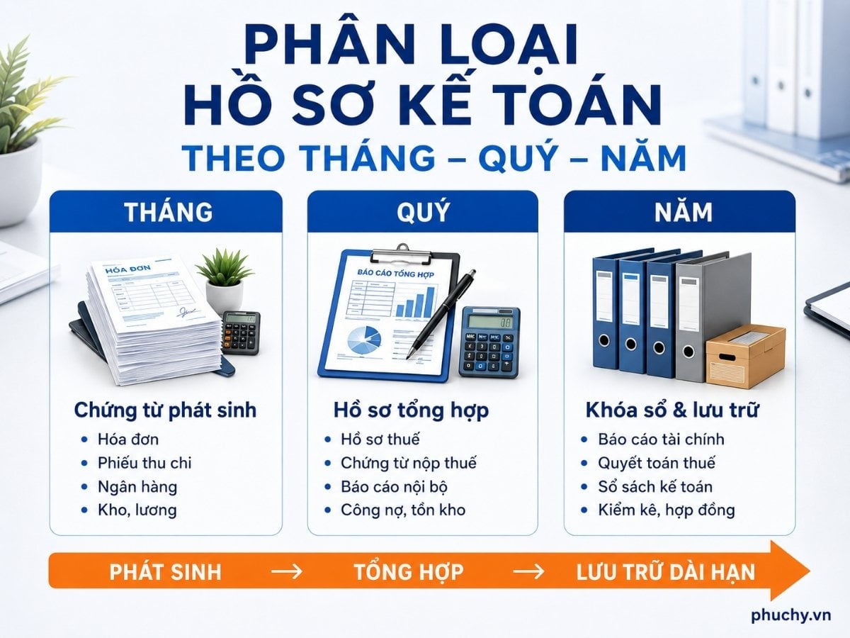 Sơ đồ phân loại hồ sơ kế toán theo tháng quý năm