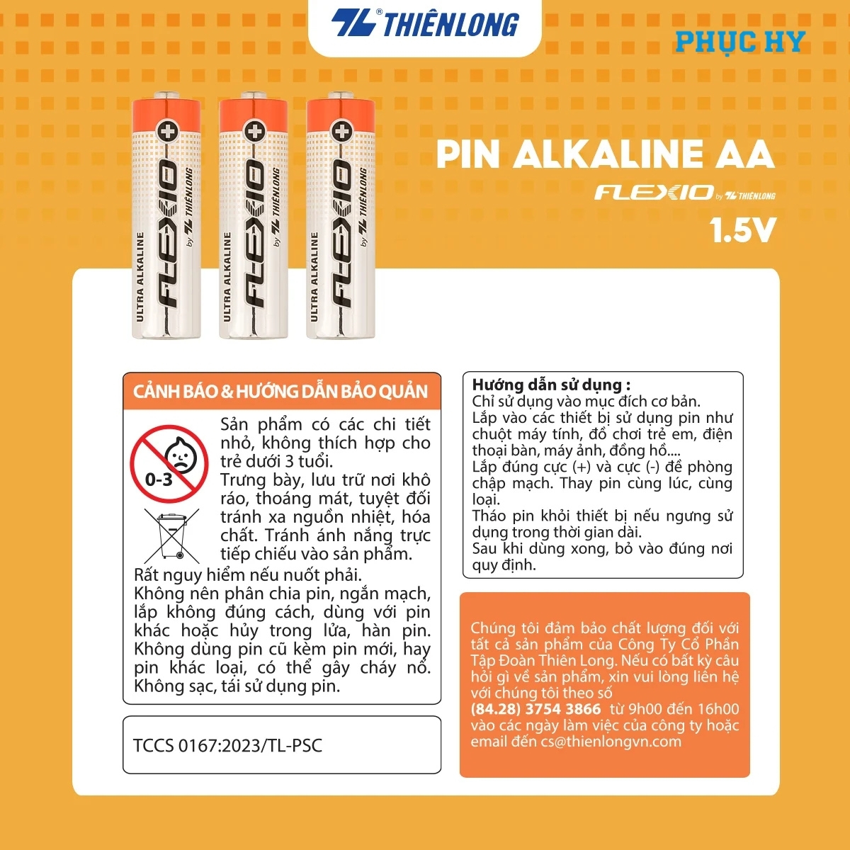 Hướng dẫn sử dụng và bảo quản Pin Alkaline AA Thiên Long Flexio 1.5V