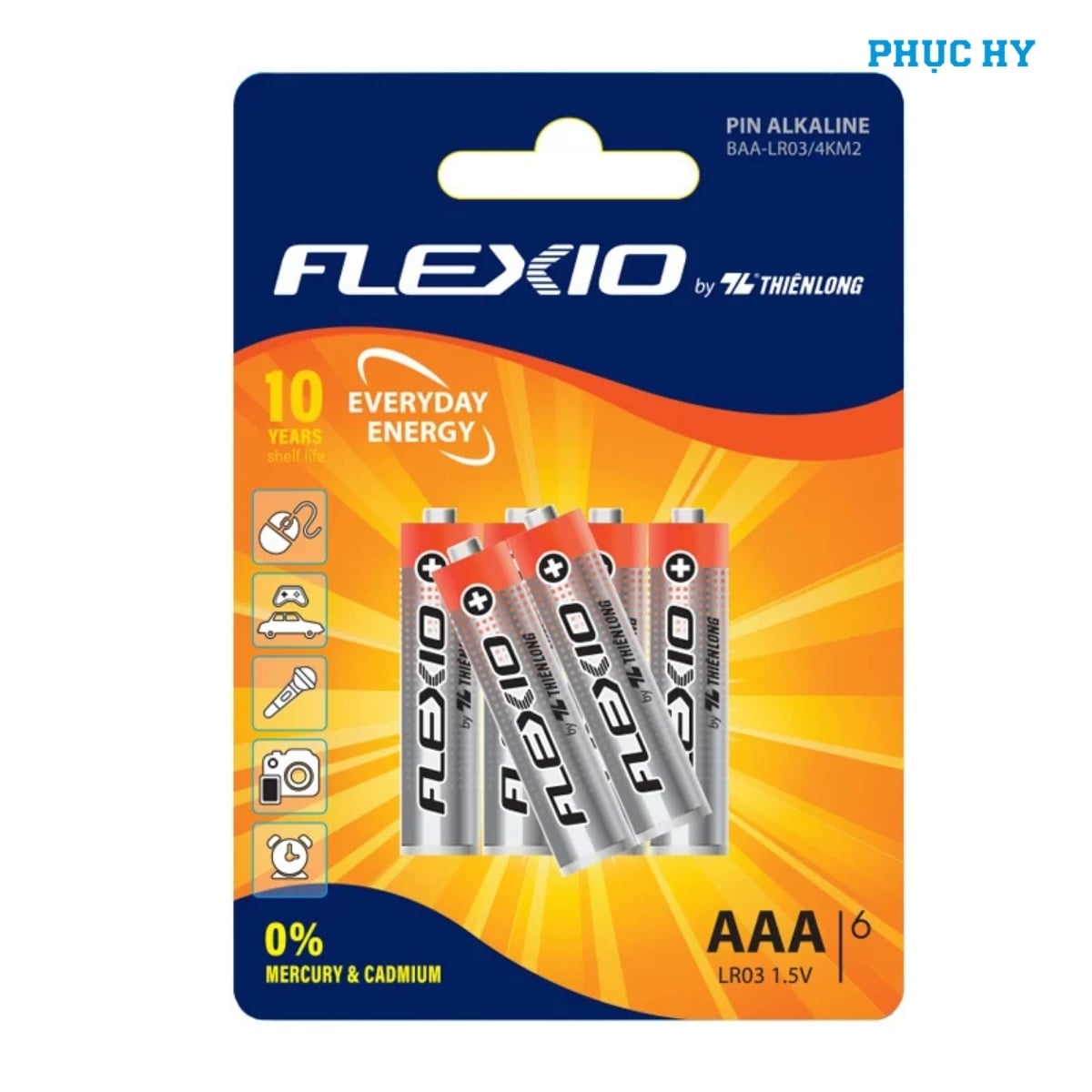 Pin Alkaline AAA Thiên Long Flexio vỉ 6 viên mã BAA-LR03/4KM2