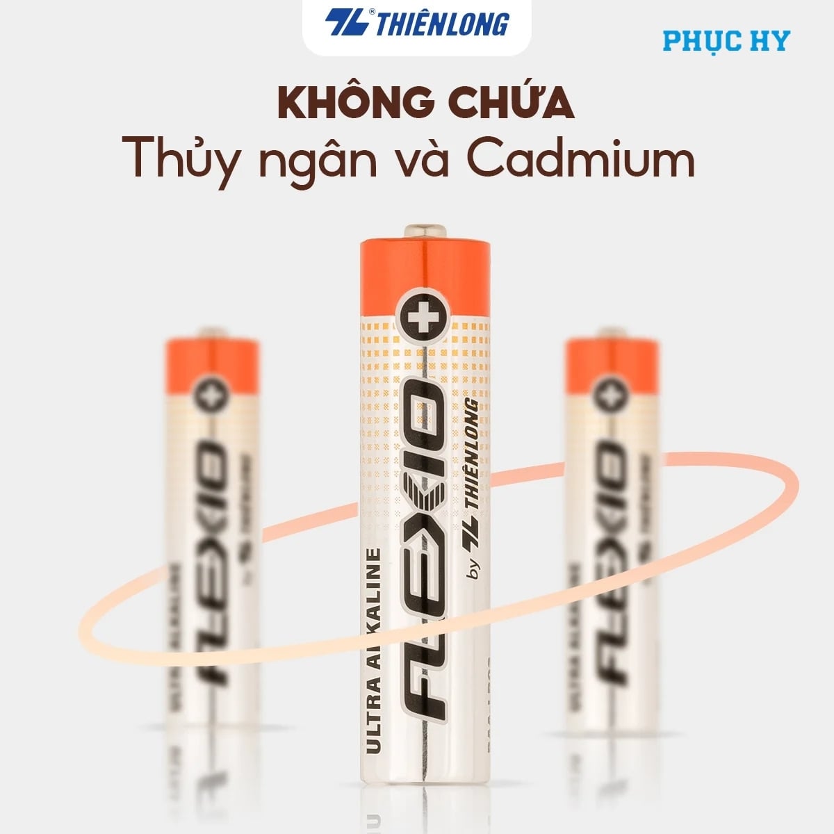 Pin Alkaline AAA Flexio không chứa thủy ngân và cadimi theo công bố bao bì