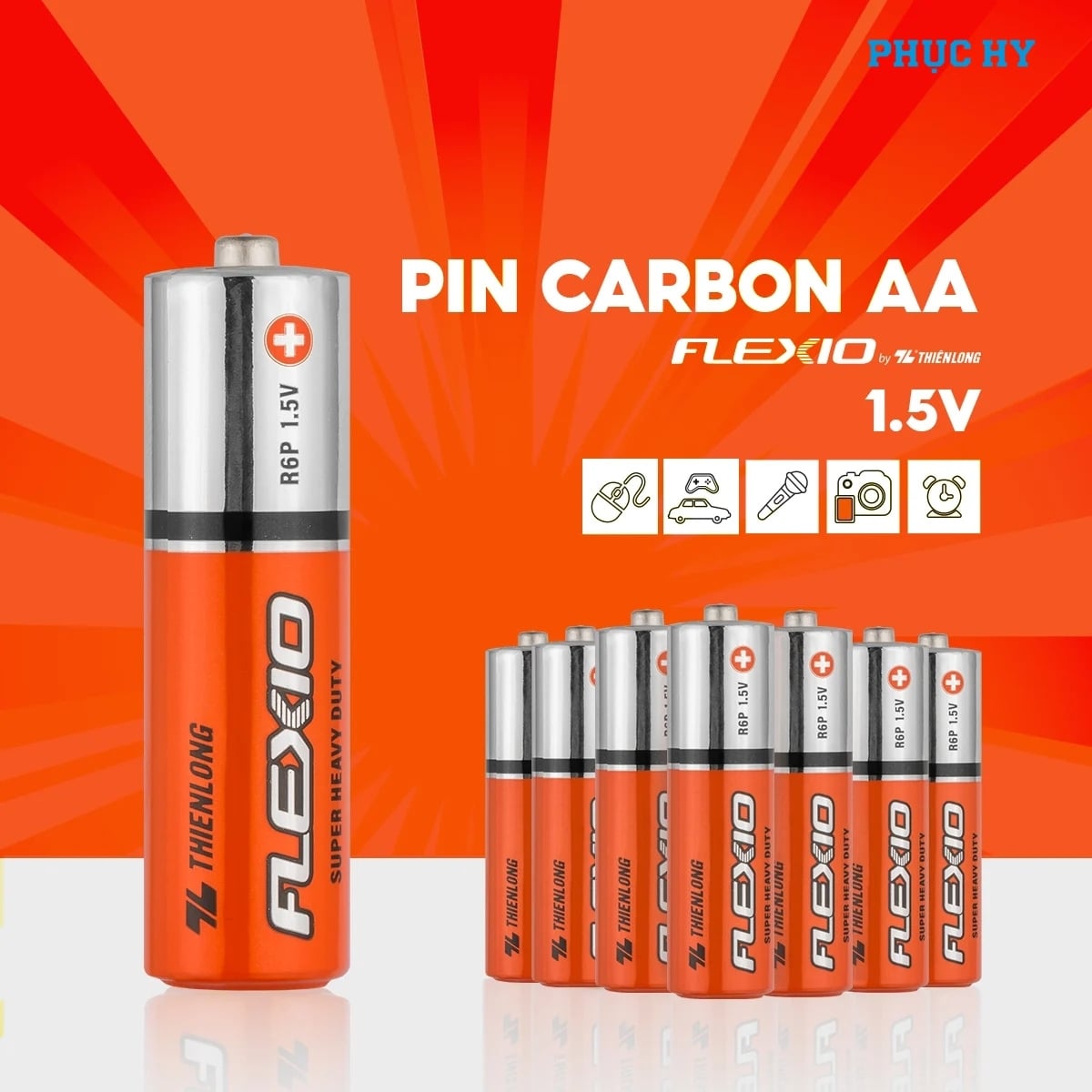 Pin Carbon AA Thiên Long Flexio 1.5V lốc 4 viên BAC-R6/4