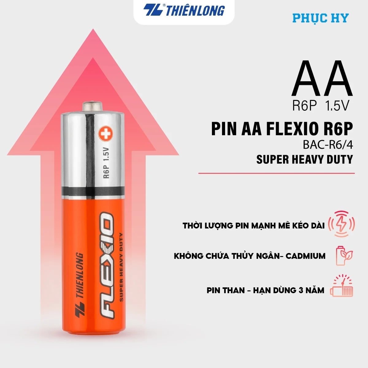 Đặc điểm Pin Carbon AA Flexio BAC-R6/4 Super Heavy Duty