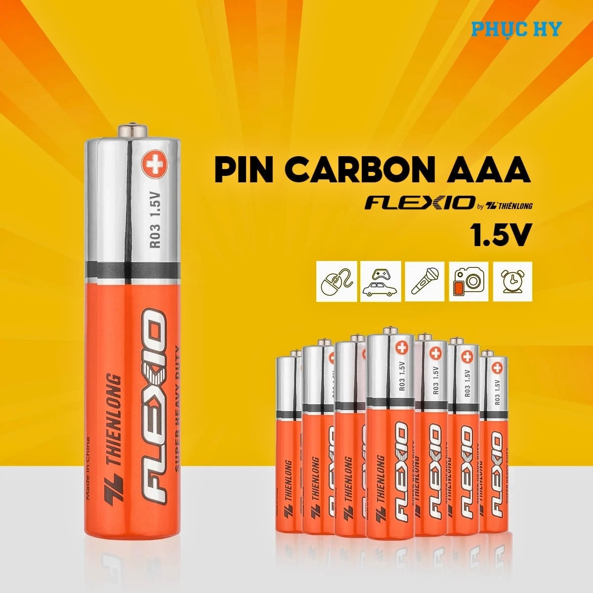 Pin Carbon AAA Thiên Long Flexio 1.5V lốc 4 viên BAC-R03/4