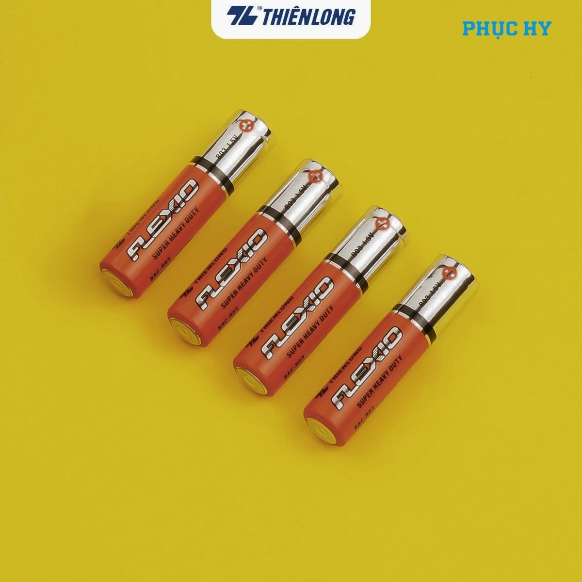 Bộ 4 viên Pin Carbon AAA Thiên Long Flexio R03 1.5V trên nền vàng