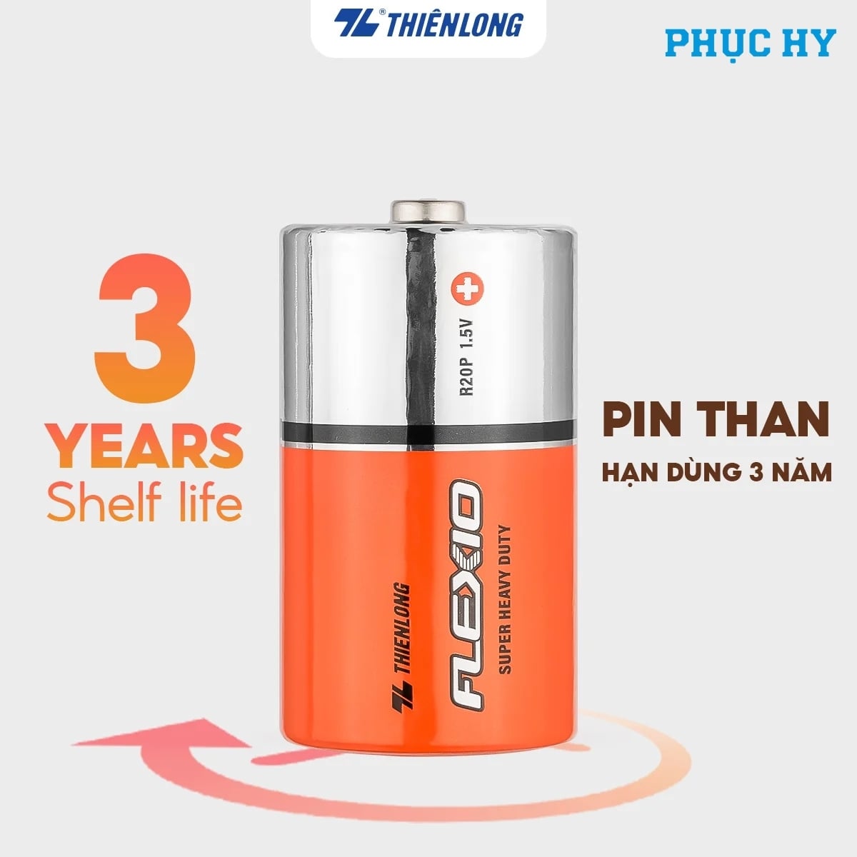 Pin Carbon D Thiên Long Flexio hạn sử dụng 3 năm
