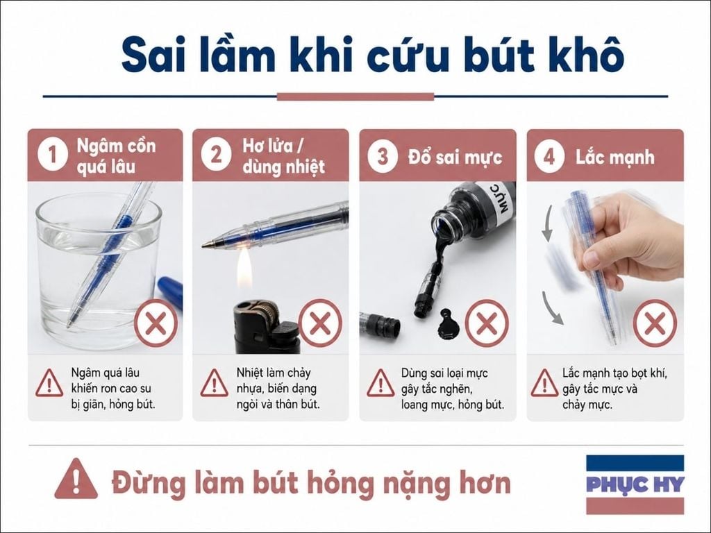 Sai lầm khi cứu bút lông dầu bị khô