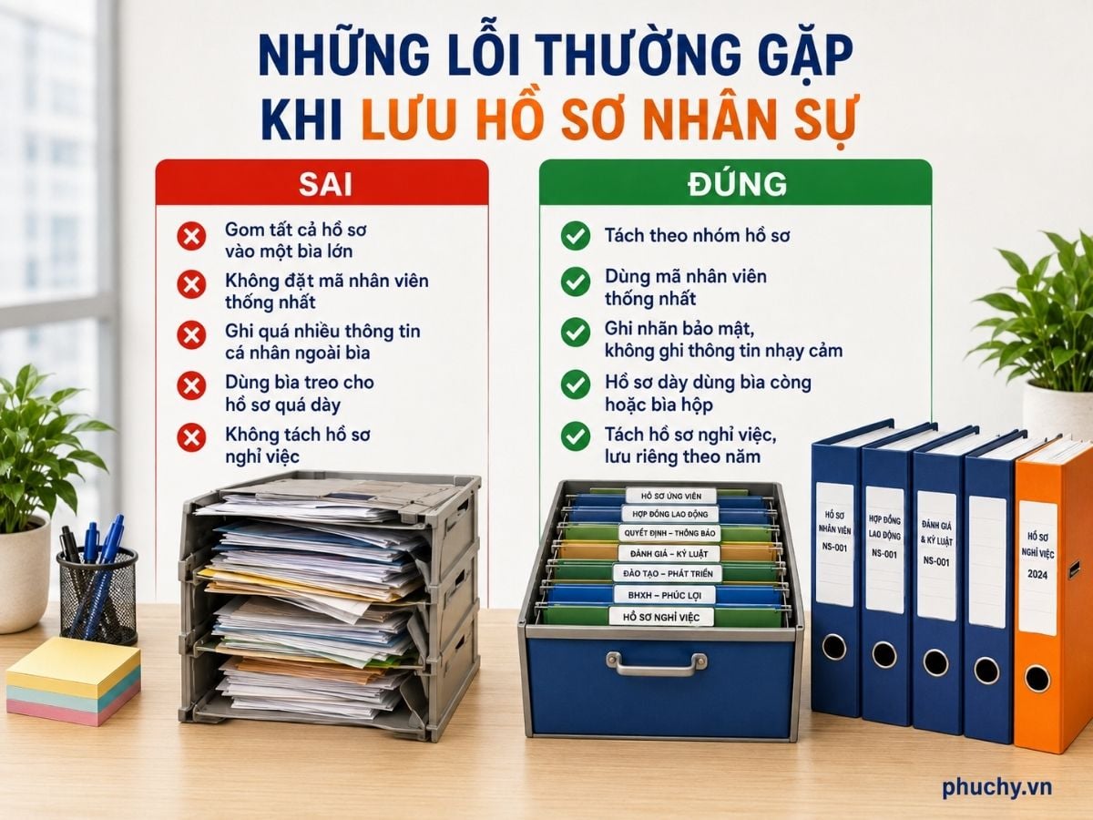 sai lầm khi lưu hồ sơ nhân sự bằng bìa còng và bìa treo