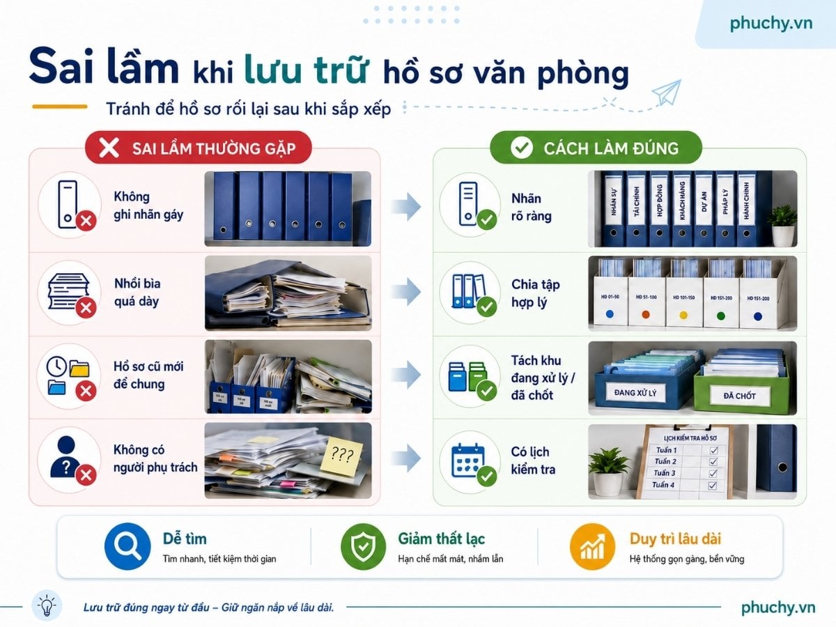 Sai lầm khi lưu trữ hồ sơ văn phòng và cách sắp xếp đúng theo 5S