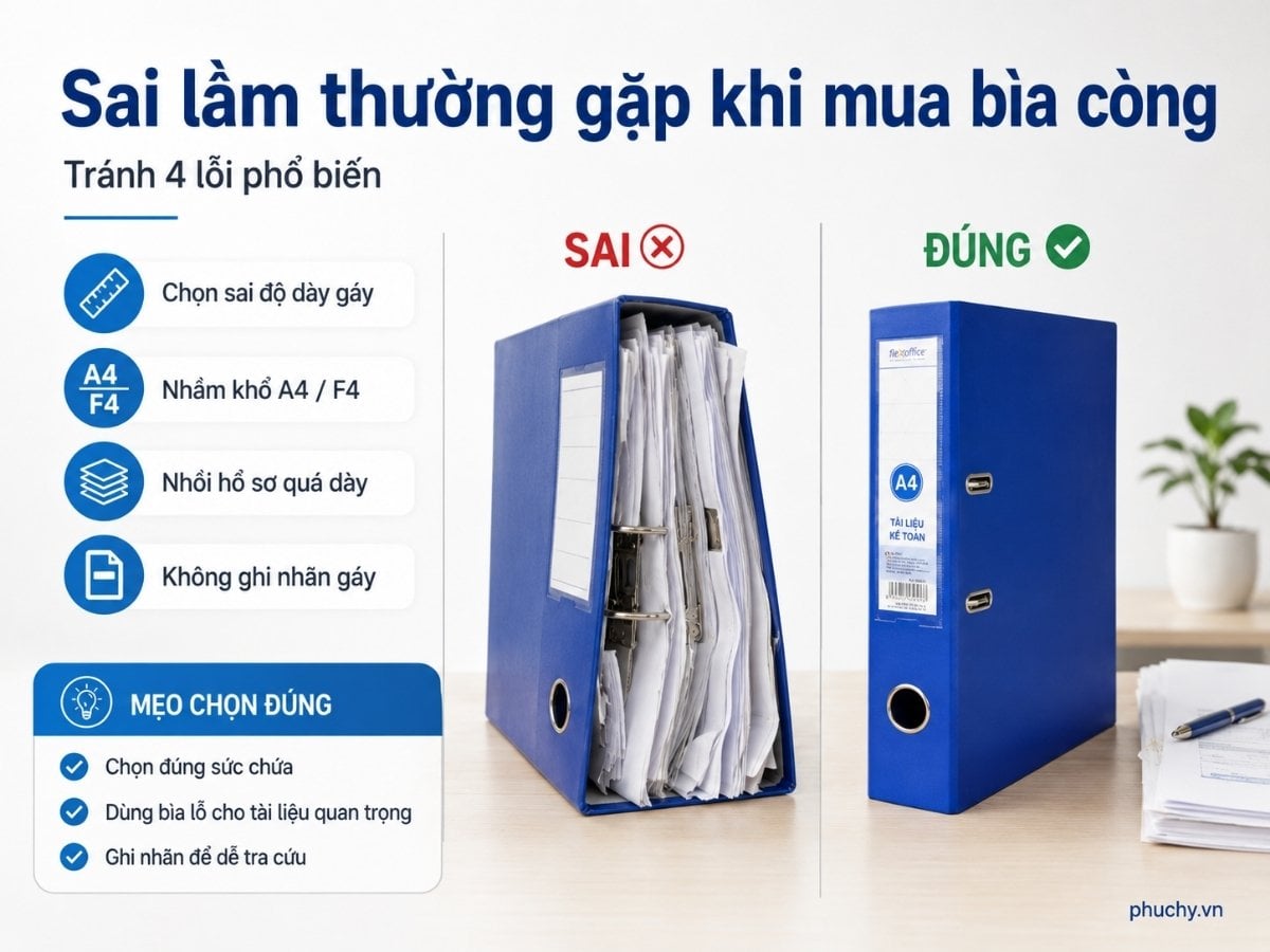 Sai lầm khi mua bìa còng văn phòng khiến hồ sơ khó lưu trữ và tra cứu