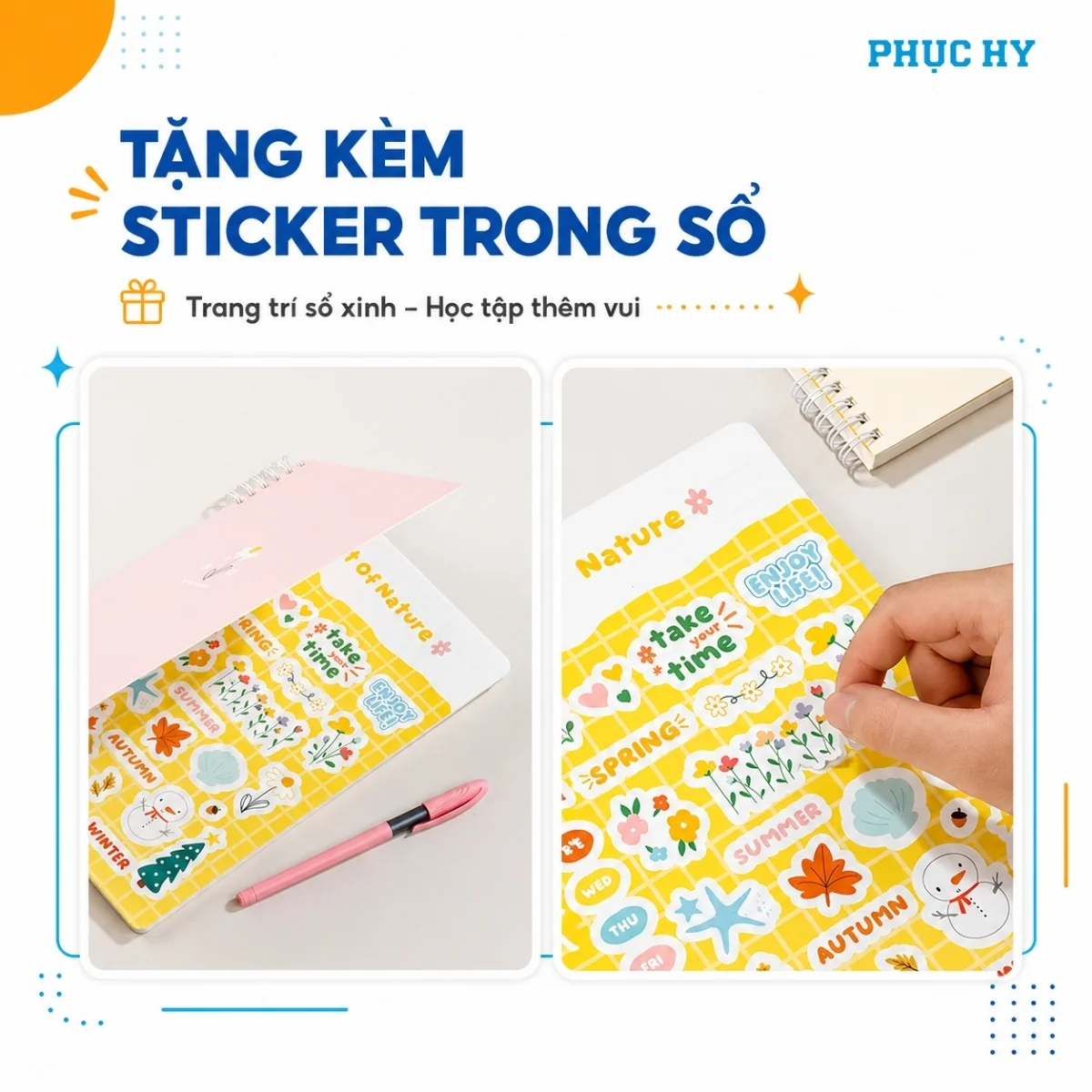 Sticker tặng kèm trong Sổ lò xo A5 Thiên Long MB-019 MB-020