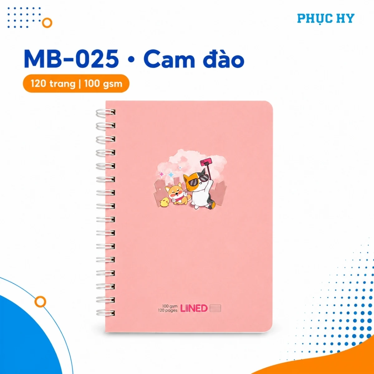 Sổ lò xo A5 Thiên Long MB-025 màu cam đào 120 trang giấy 100 gsm