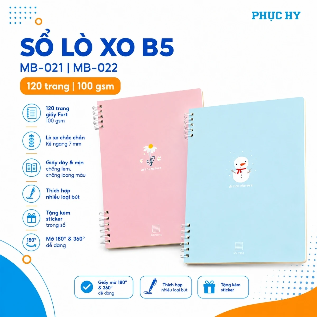 Sổ lò xo B5 Thiên Long MB-021 MB-022 120 trang giấy 100 gsm