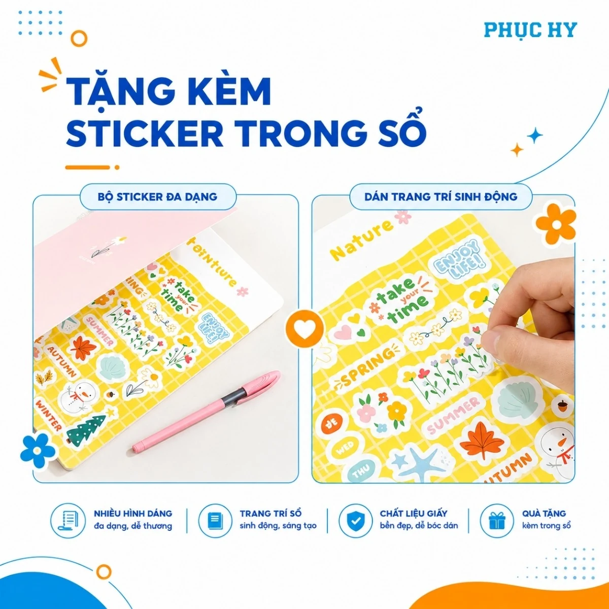 Sổ lò xo B5 Thiên Long tặng kèm sticker trang trí