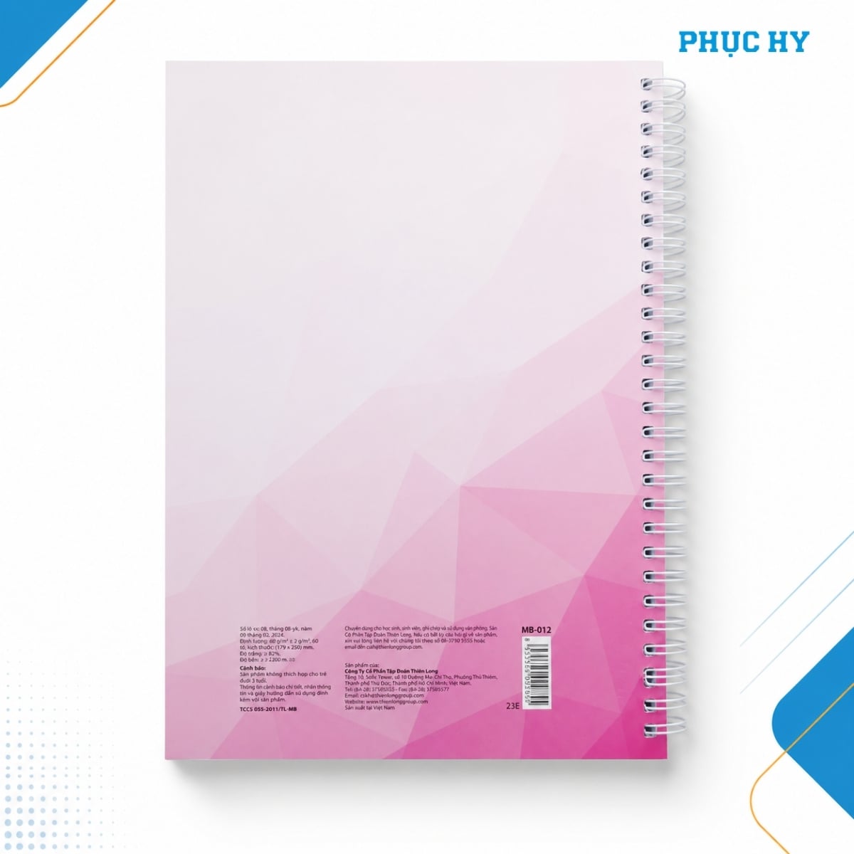 Mặt sau sổ lò xo B5 Thiên Long MB-012 với mã sản phẩm