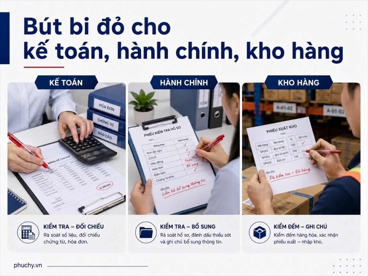 So sánh bút bi đỏ bút lông dầu đỏ và bút dạ quang đỏ