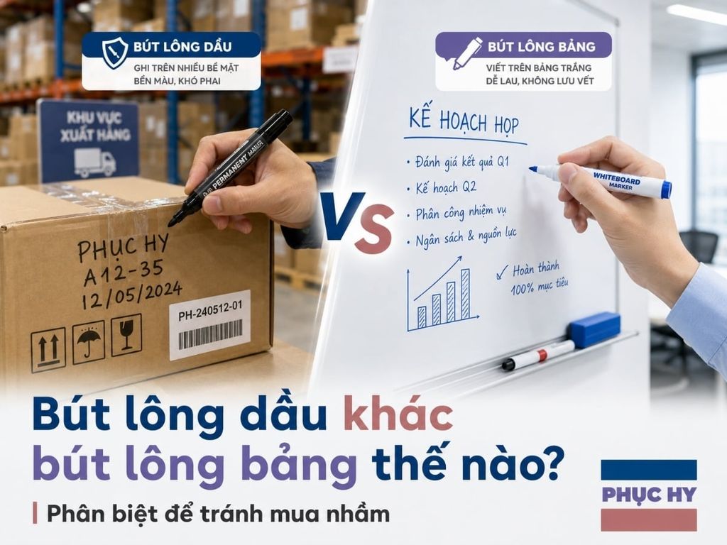 Bút lông dầu và bút lông bảng khác nhau thế nào