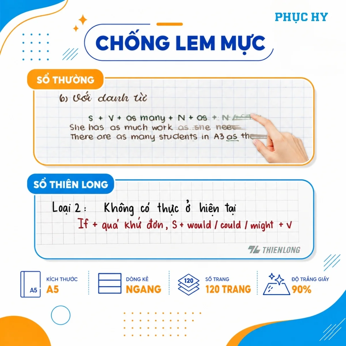 So sánh khả năng hạn chế lem mực của Sổ Thiên Long MB-011