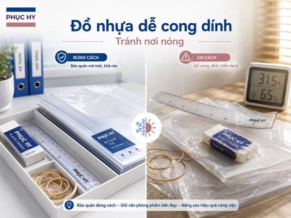 Tẩy gôm thước nhựa file nhựa bị chảy dính do nhiệt