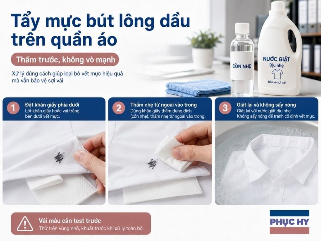 Cách tẩy mực bút lông dầu trên quần áo