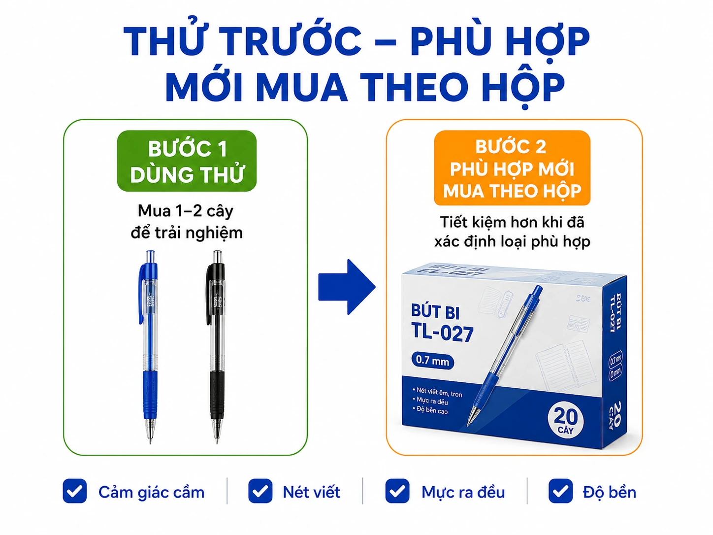 thử bút viết trước khi mua số lượng lớn theo hộp