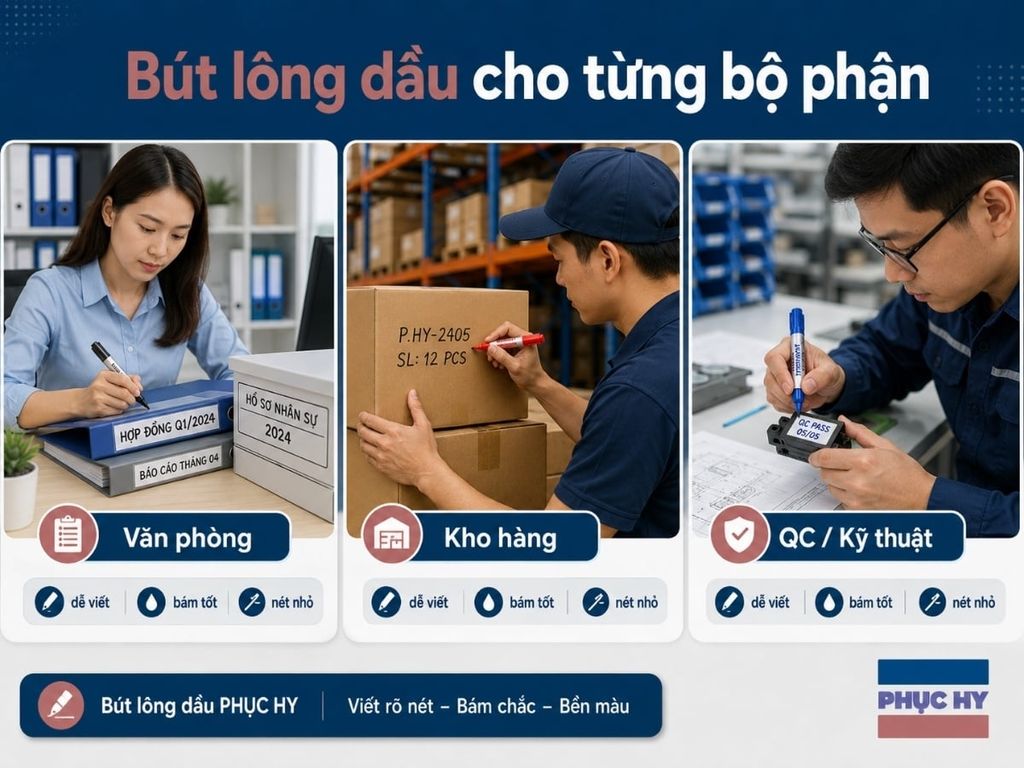 Chọn bút lông dầu cho văn phòng kho hàng và QC