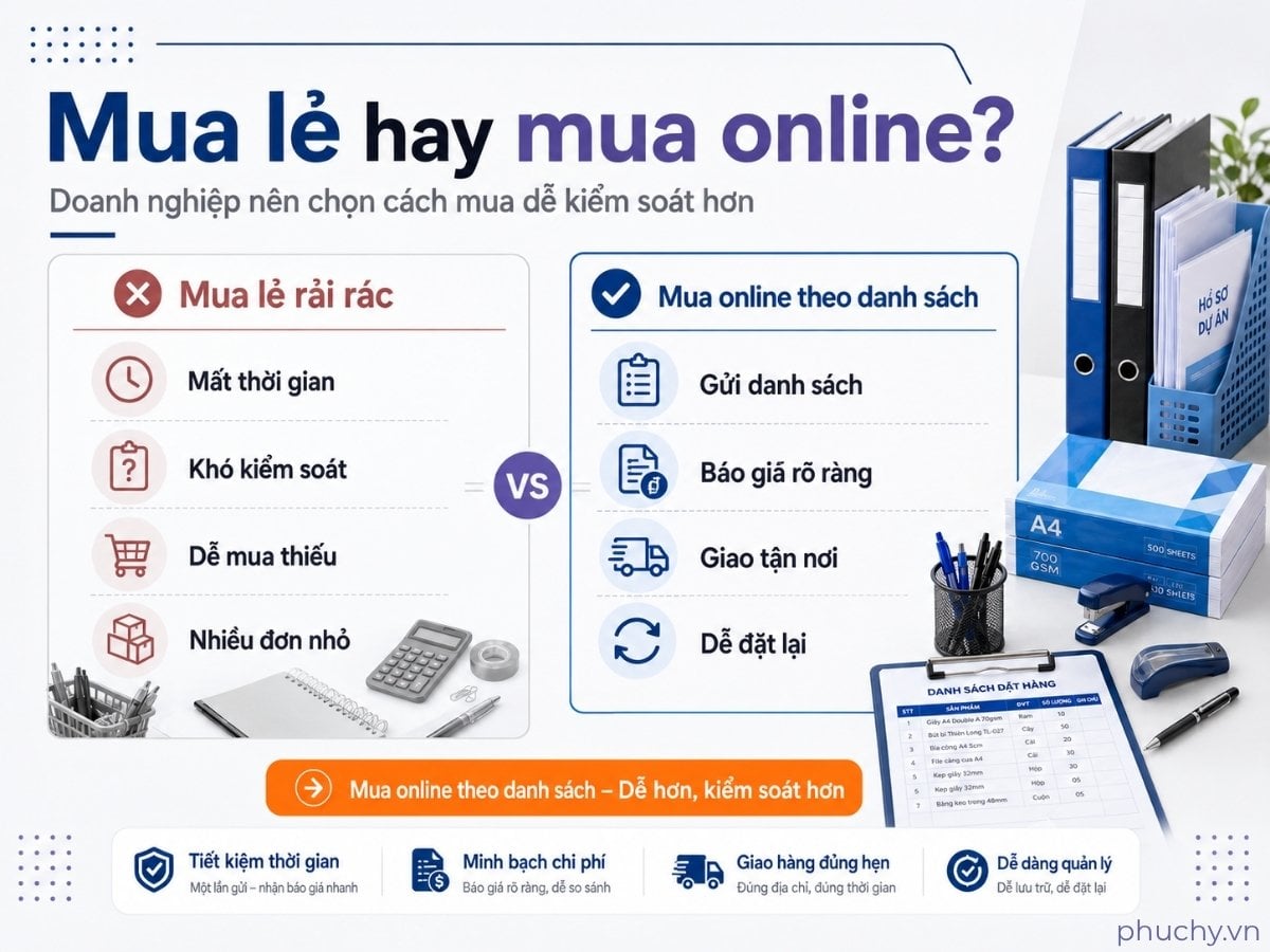 Vì sao doanh nghiệp nên mua văn phòng phẩm online thay vì mua lẻ