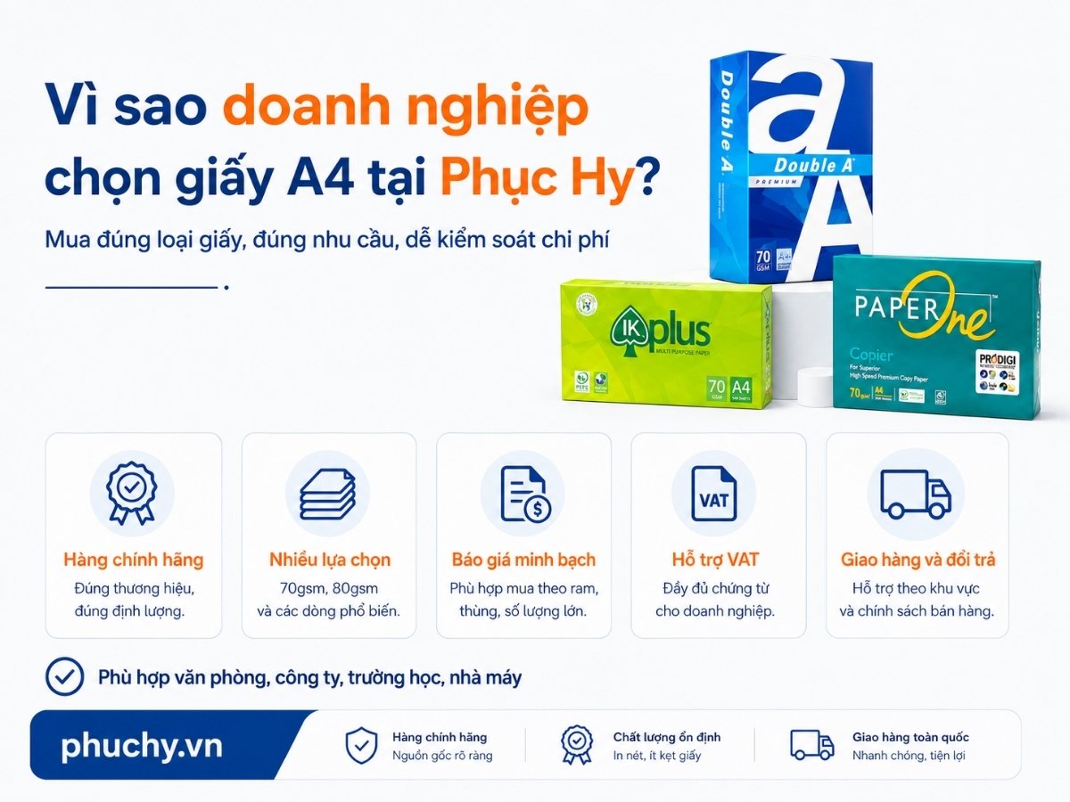 Lý do mua giấy A4 chính hãng tại Phục Hy cho doanh nghiệp