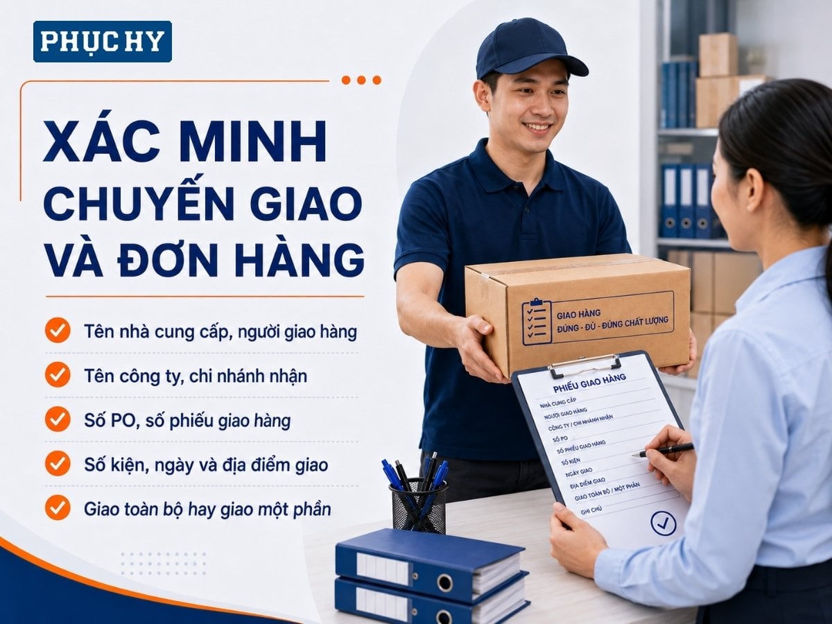 Xác minh chuyến giao và đơn hàng văn phòng phẩm