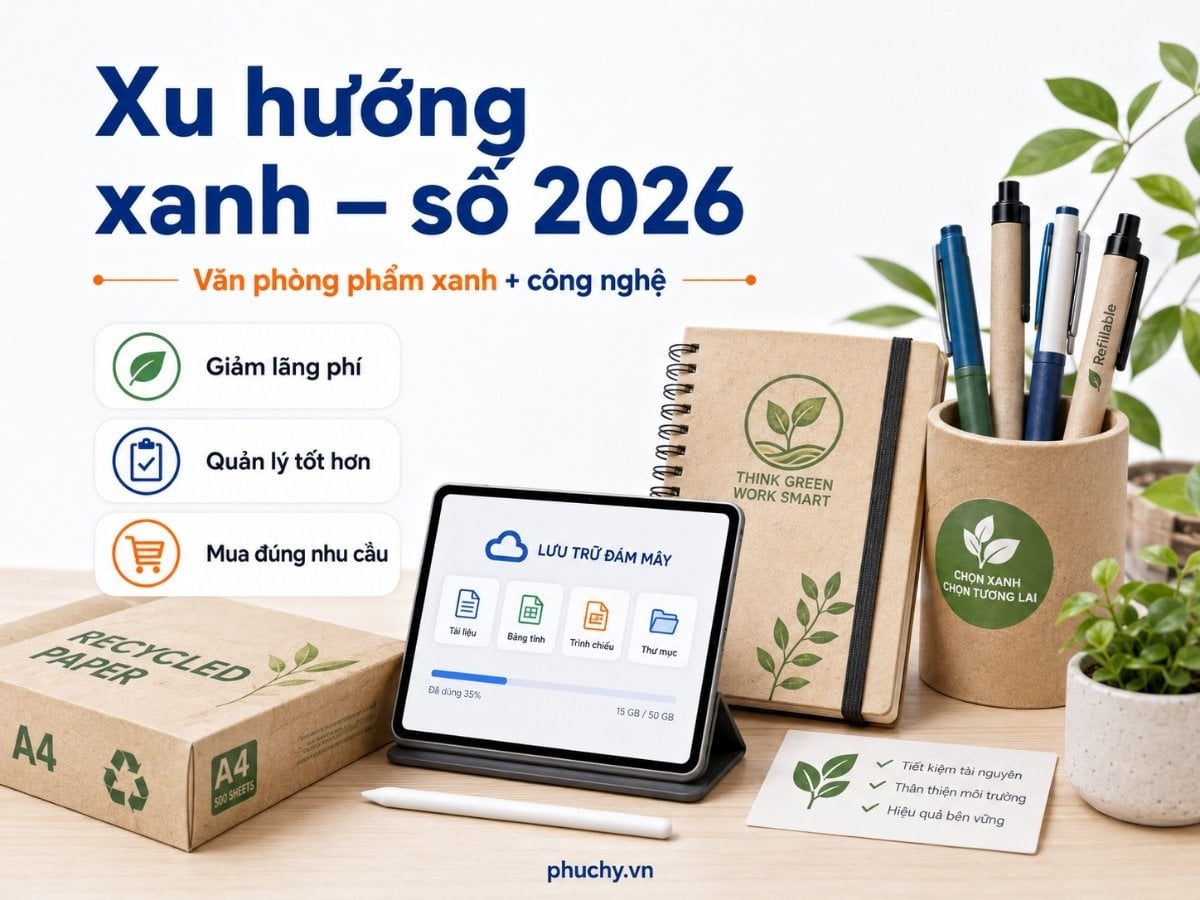 xu hướng văn phòng phẩm xanh và số năm 2026