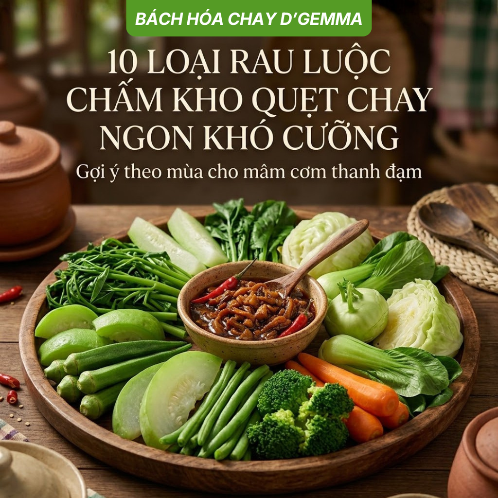 10 Loại rau luộc theo mùa ăn cùng kho quẹt chay cực hợp và đưa cơm