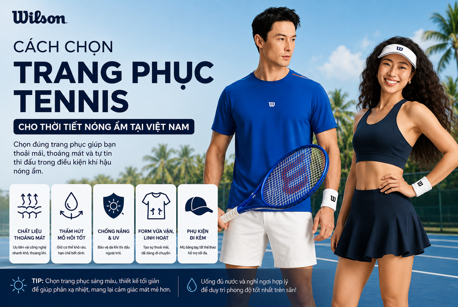 Cách chọn trang phục tennis cho thời tiết nóng ẩm tại Việt Nam