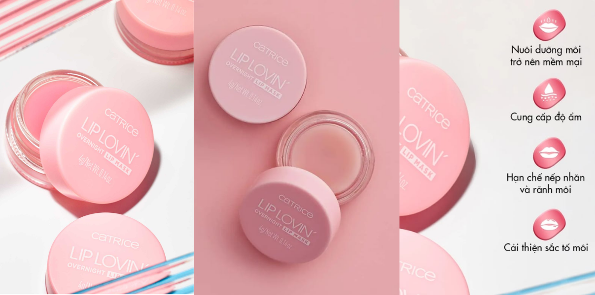 Mặt Nạ Ngủ Môi Dưỡng Ẩm Cải Thiện Sắc Tố Môi Catrice Lip Lovin Overnight Lip Mask
