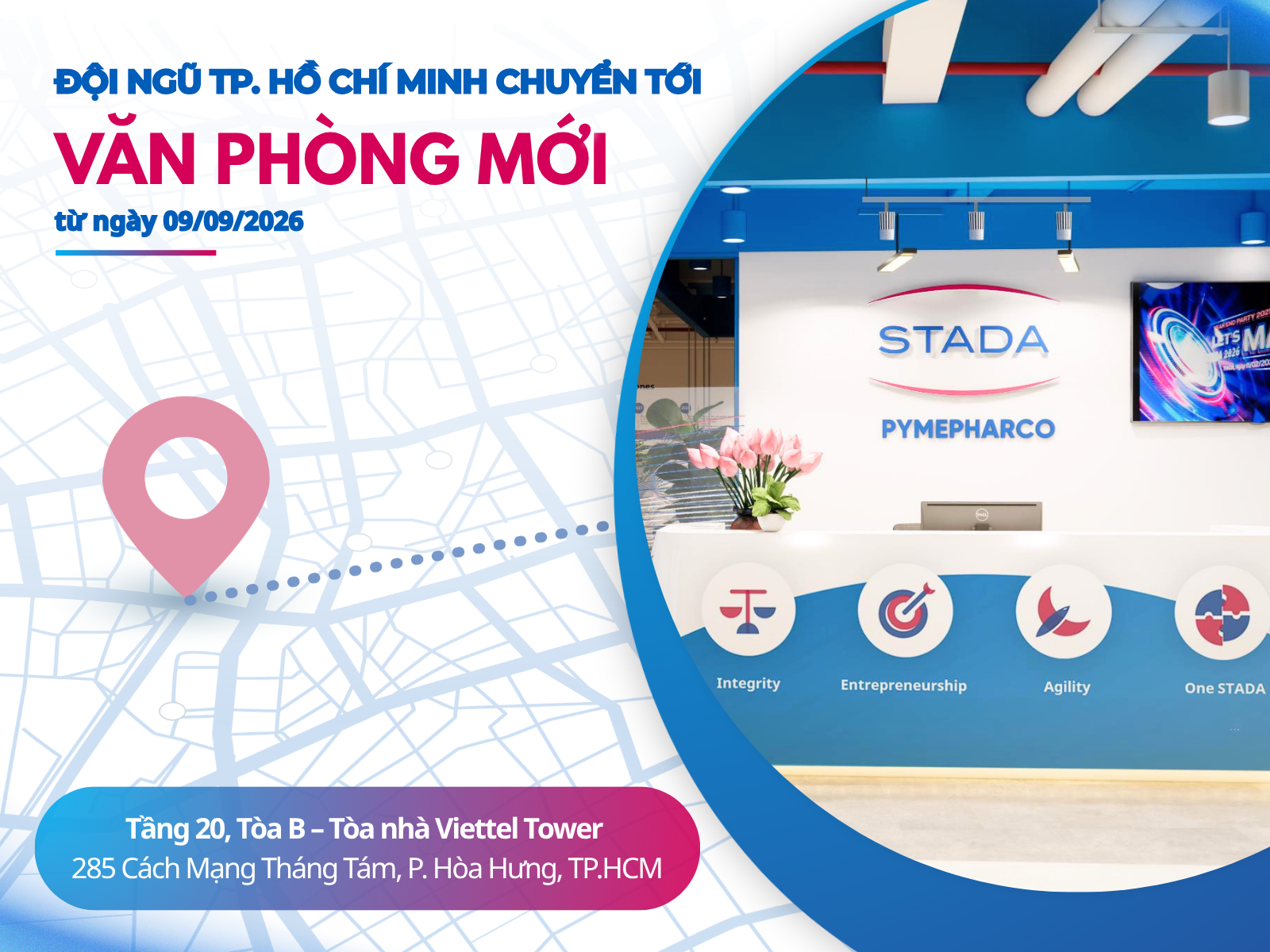 Văn phòng TP. Hồ Chí Minh của STADA Pymepharco sẽ chuyển đến địa điểm mới!