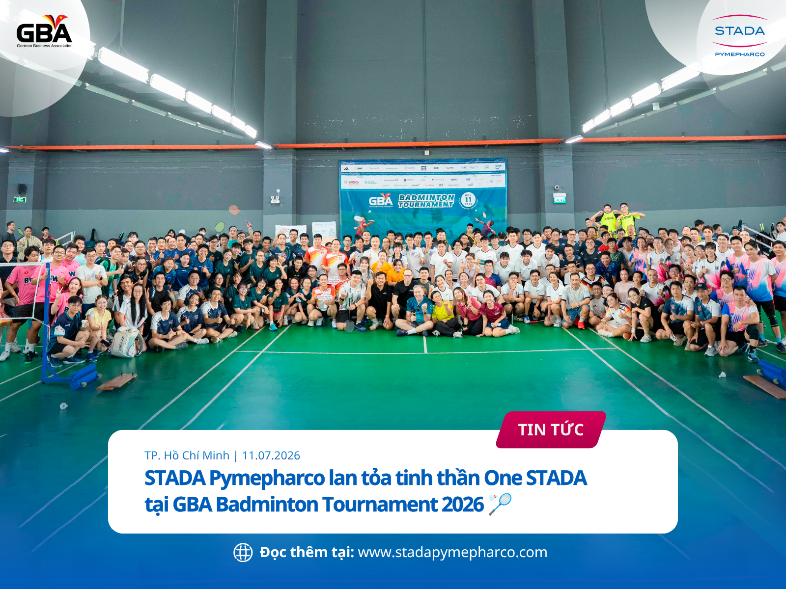 STADA Pymepharco lan tỏa tinh thần One STADA tại GBA Badminton Tournament 2026