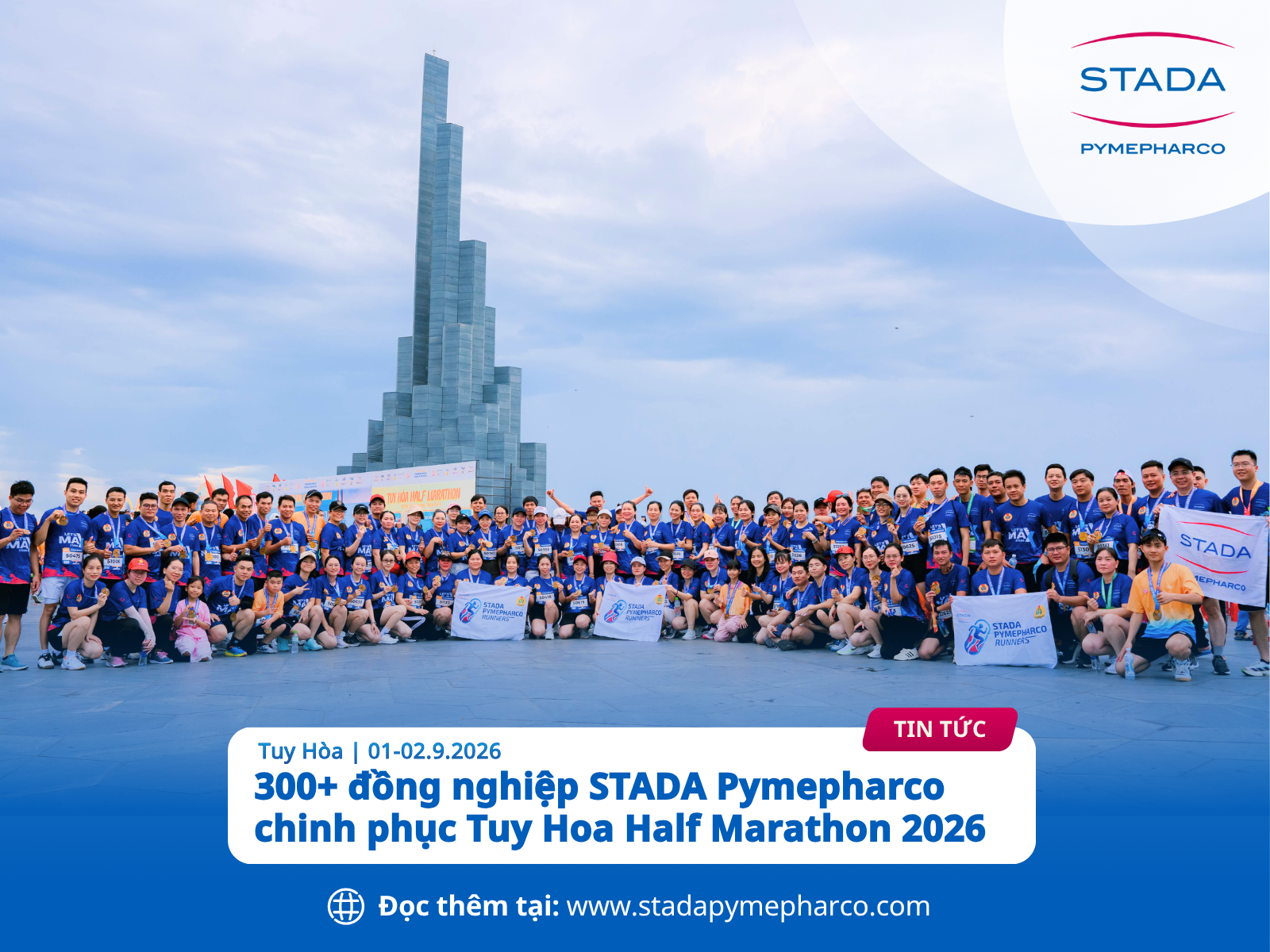 300+ đồng nghiệp STADA Pymepharco chinh phục Tuy Hoa Half Marathon 2026